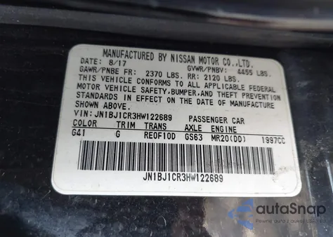 2017 Nissan Rogue Sport Sl z USA, uszkodzony, nr VIN JN1BJ1CR3HW122689